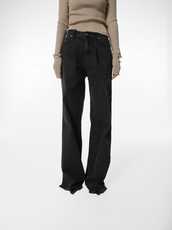 Paper Moon - Korean Women Fashion - #pursuepretty - pin ~ tuck detail wide black jeans - 3
