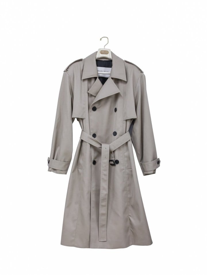 Paper Moon - Korean Women Fashion - #restrostyle - padded detail oversized double breasted trench coat - 9