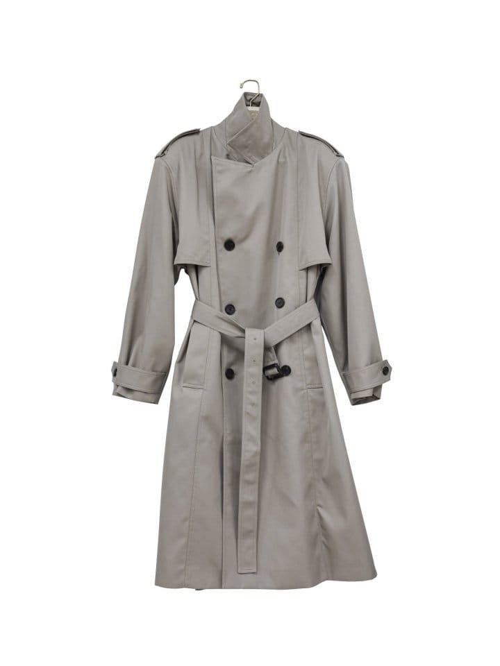 Paper Moon - Korean Women Fashion - #shopsmall - padded detail oversized double breasted trench coat - 11
