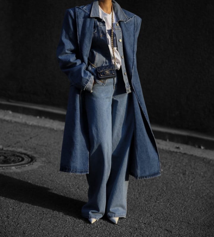 Paper Moon - Korean Women Fashion - #shopsmall - LUX peaked lapel detail oversized washed denim coat - 2