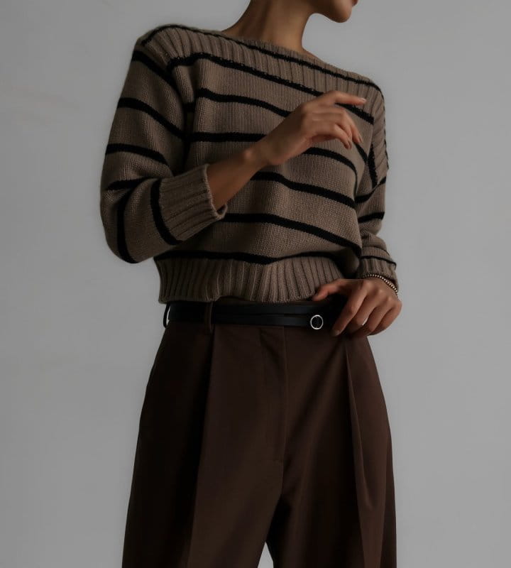 Paper Moon - Korean Women Fashion - #thatsdarling - boatneck striped cashmere knit top - 5