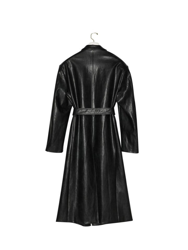 Paper Moon - Korean Women Fashion - #thatsdarling - oversized vegan leather robe maxi coat - 5