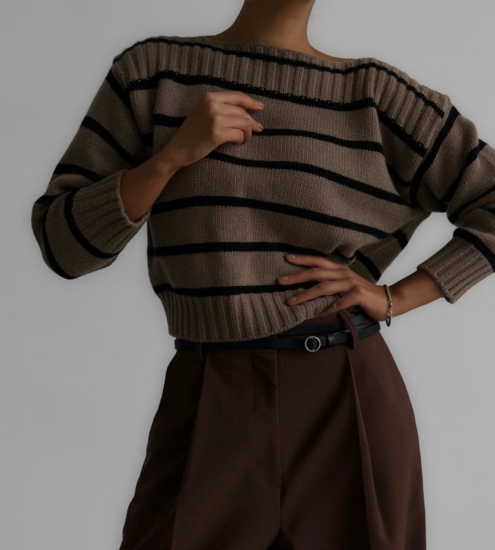 Paper Moon - Korean Women Fashion - #thelittlethings - boatneck striped cashmere knit top - 6