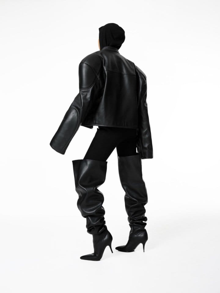 Paper Moon - Korean Women Fashion - #vintageinspired - LUX oversized lambskin leather racer biker jacket - 3