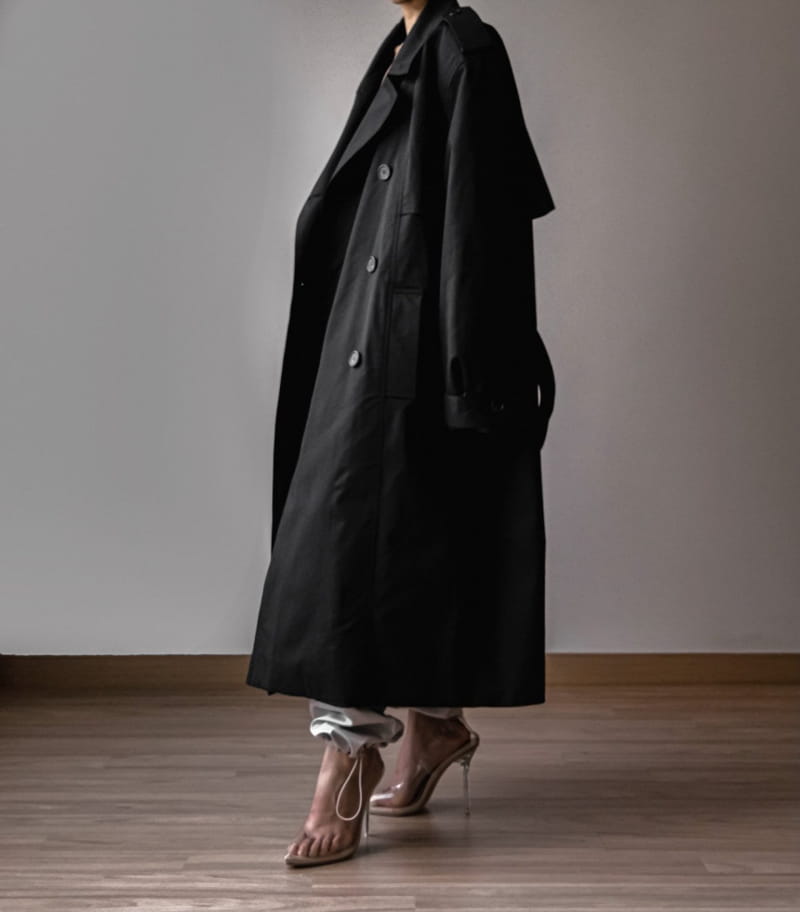Paper Moon - Korean Women Fashion - #vintagekidsstyle - padded detail oversized double breasted trench coat - 7