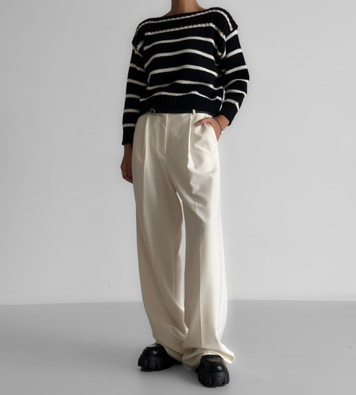 Paper Moon - Korean Women Fashion - #womensfashion - high waist one pleated wide trousers - 7