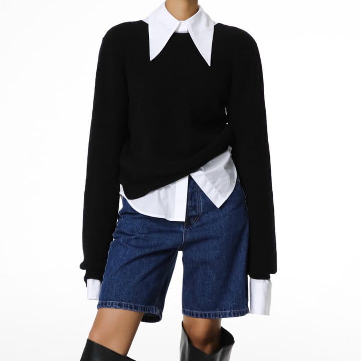 Paper Moon - Korean Women Fashion - #womensfashion - classic slim fit indigo denim bermuda shorts
