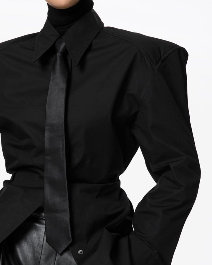 Paper Moon - Korean Women Fashion - #womensfashion - padded shoulder button down cotton shirt - 2