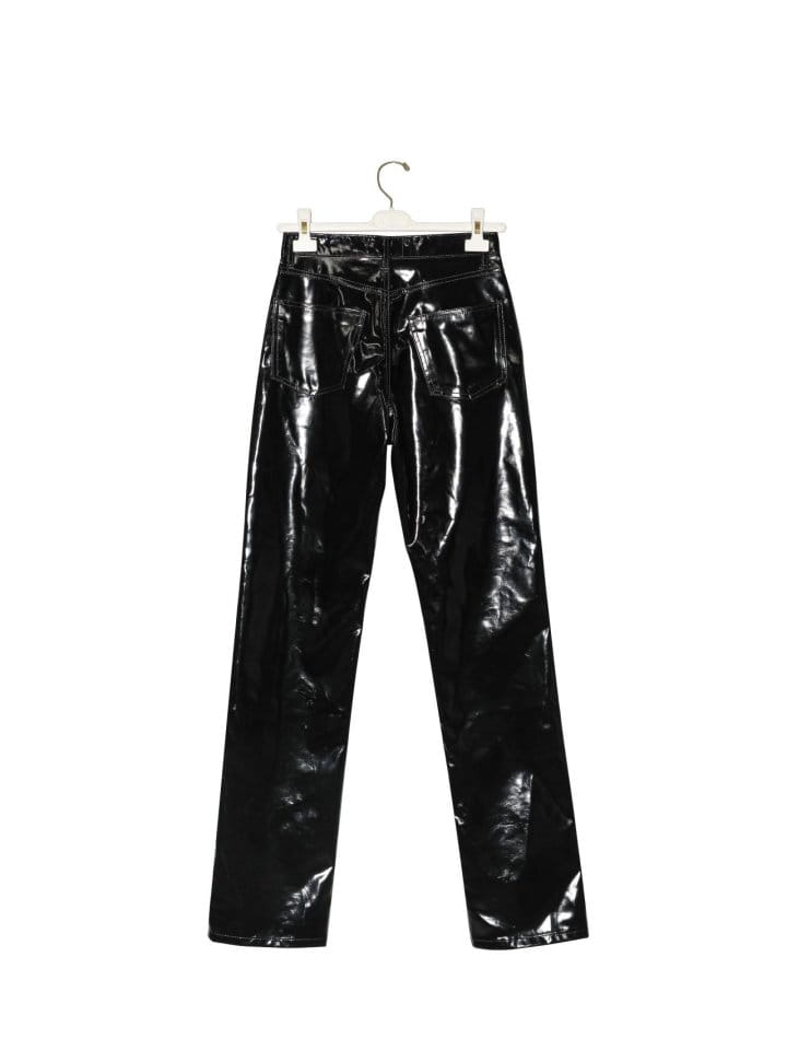 Paper Moon - Korean Women Fashion - #womensfashion - patent vegan leather coated straight pants - 7