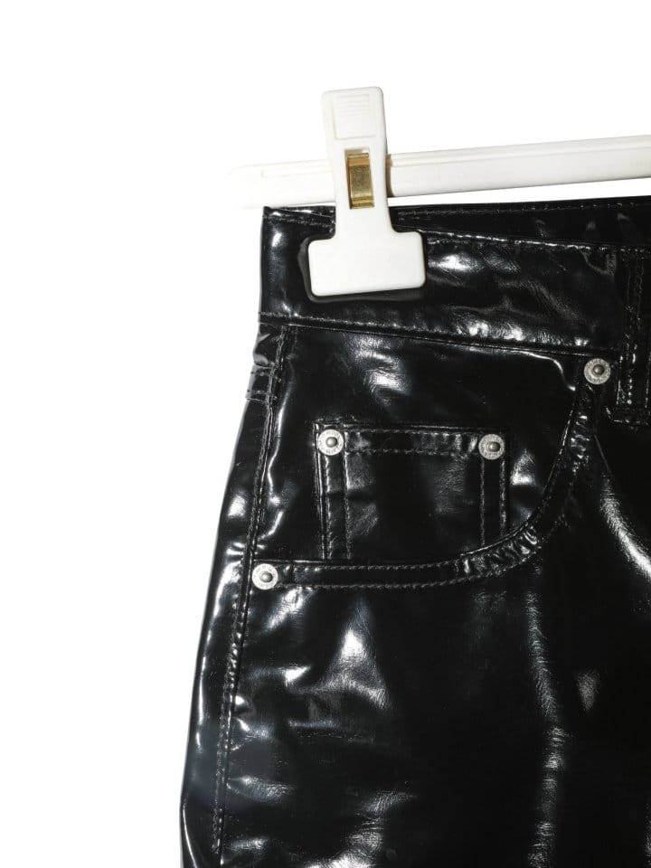 Paper Moon - Korean Women Fashion - #womensfashion - patent vegan leather coated straight pants - 9