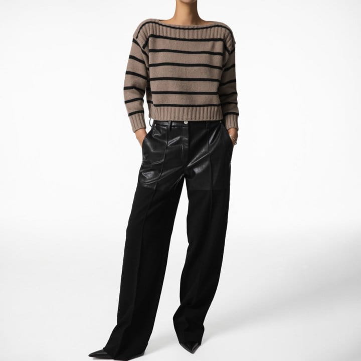 Paper Moon - Korean Women Fashion - #womensfashion - lambskin touch bi  fabric wide trousers - 3