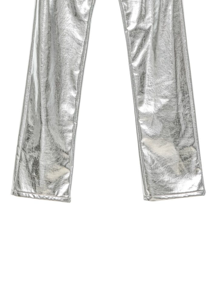 Paper Moon - Korean Women Fashion - #womensfashion - patent vegan leather coated straight pants - 10
