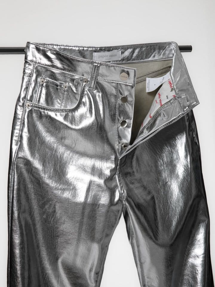 Paper Moon - Korean Women Fashion - #womensfashion - patent vegan leather coated straight pants - 2