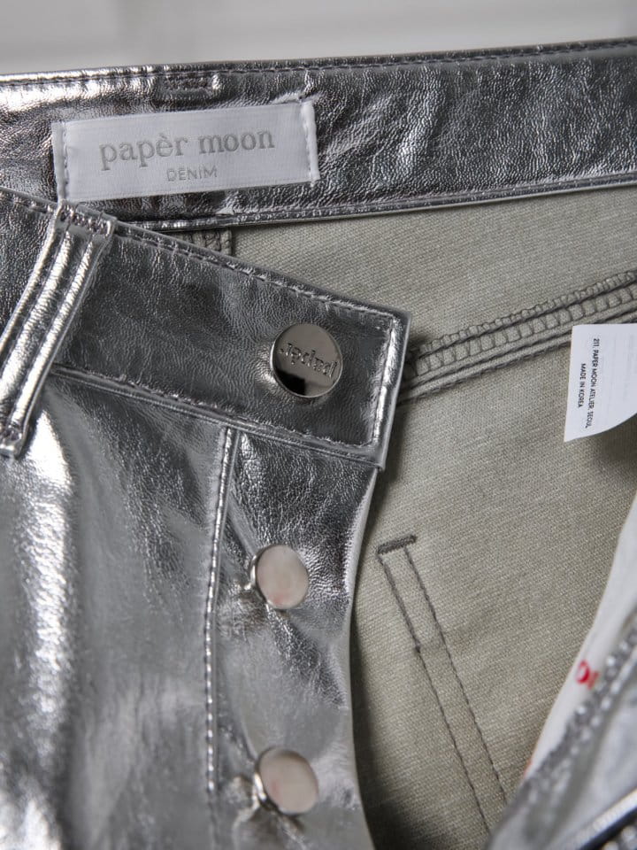 Paper Moon - Korean Women Fashion - #momslook - patent vegan leather coated straight pants - 4