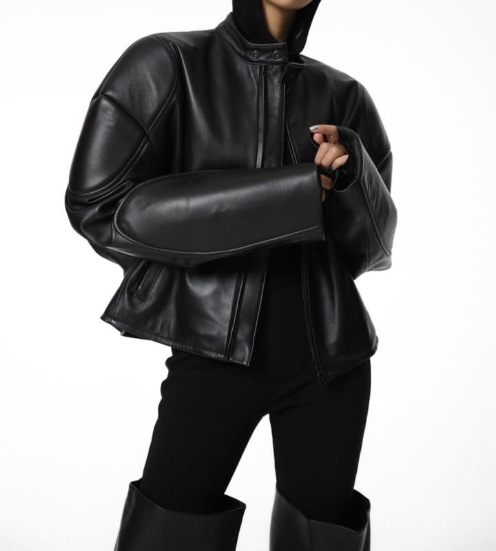 Paper Moon - Korean Women Fashion - #womensfashion - LUX oversized lambskin leather racer biker jacket - 2