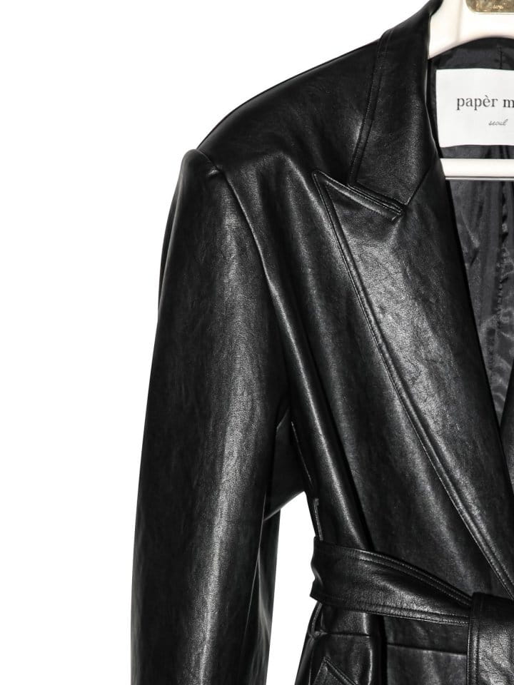 Paper Moon - Korean Women Fashion - #womensfashion - oversized vegan leather robe maxi coat - 10