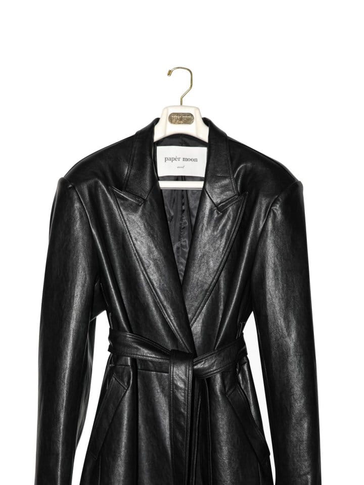 Paper Moon - Korean Women Fashion - #womensfashion - oversized vegan leather robe maxi coat - 8