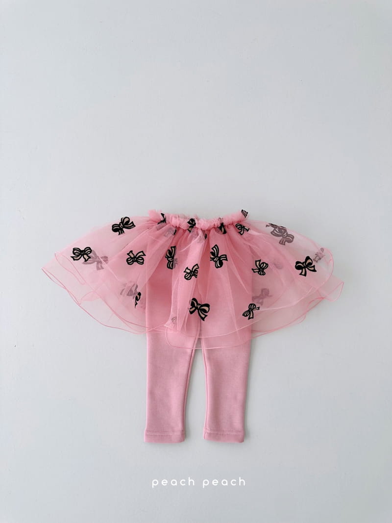Peach Peach - Korean Children Fashion - #fashionkids - Ribbon Tutu Skirt Leggings - 4