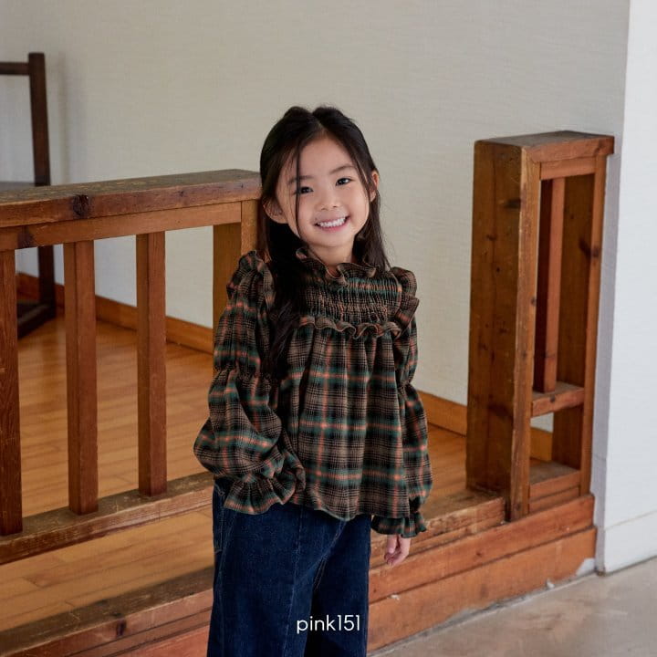 Pink151 - Korean Children Fashion - #todddlerfashion - Check Frill Blouse - 12