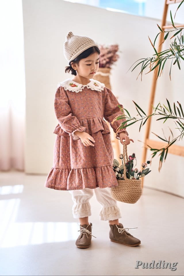 Pudding - Korean Children Fashion - #childofig - Collar Embroidery One-piece - 10
