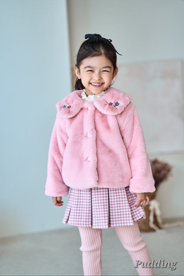 Pudding - Korean Children Fashion - #designkidswear - Mink Embroidery Coat - 6