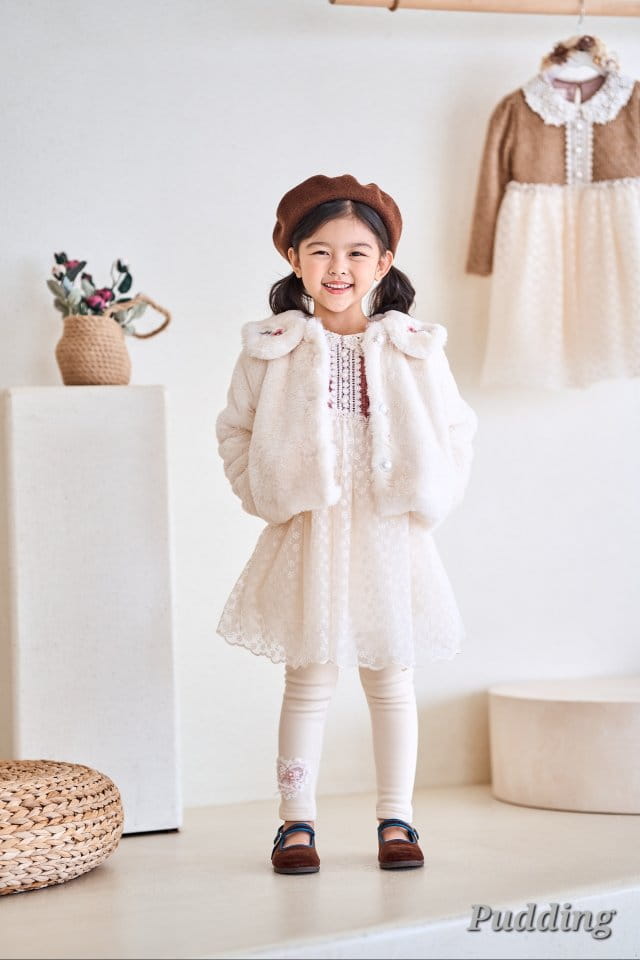 Pudding - Korean Children Fashion - #discoveringself - Mink Embroidery Coat - 7