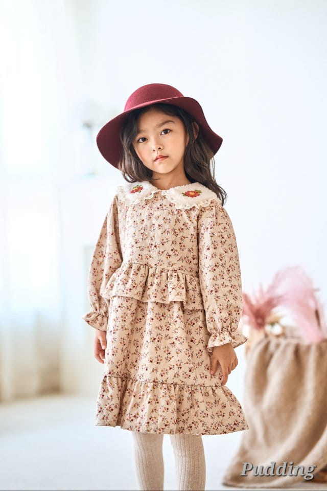 Pudding - Korean Children Fashion - #kidsshorts - Collar Embroidery One-piece