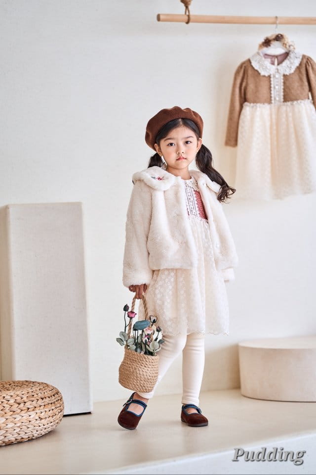 Pudding - Korean Children Fashion - #kidsstore - Mink Embroidery Coat - 10