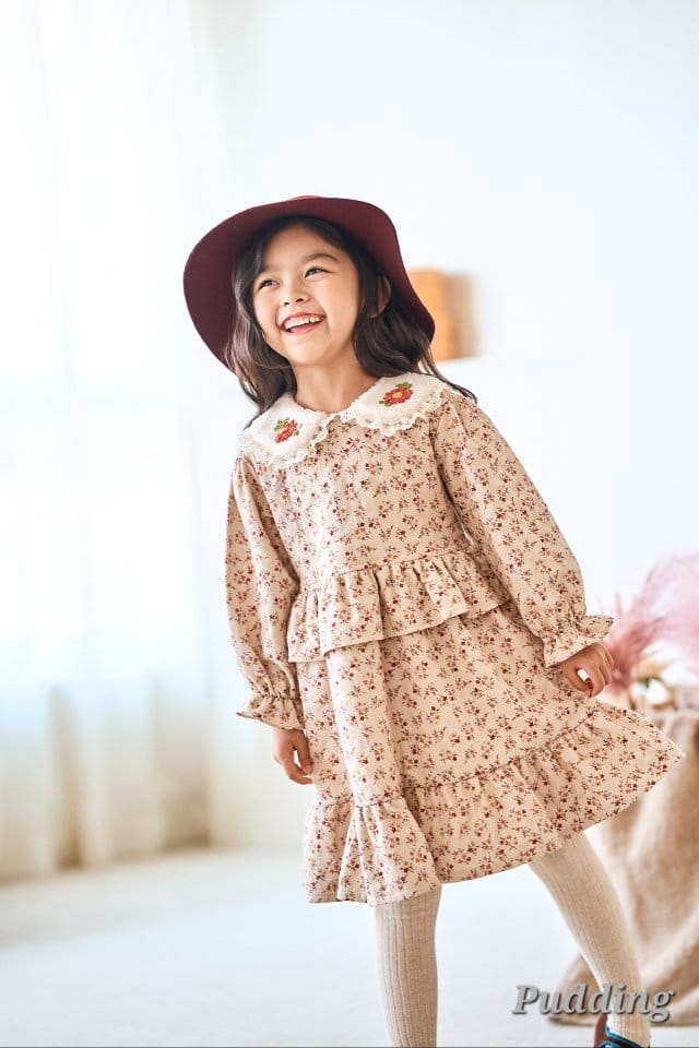 Pudding - Korean Children Fashion - #kidsstore - Collar Embroidery One-piece - 2