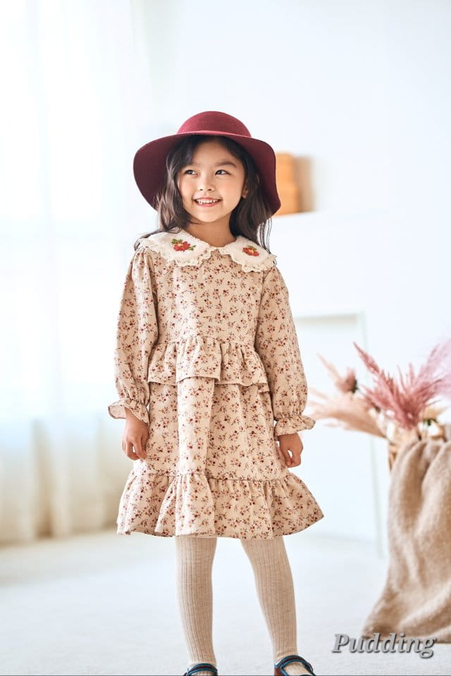 Pudding - Korean Children Fashion - #kidzfashiontrend - Collar Embroidery One-piece - 3