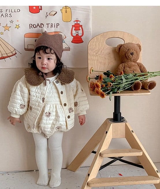 Reve Kid - Korean Baby Fashion - #babyfashion - Bbogle Collar Bear Padding Bodysuit Jacket Set - 3