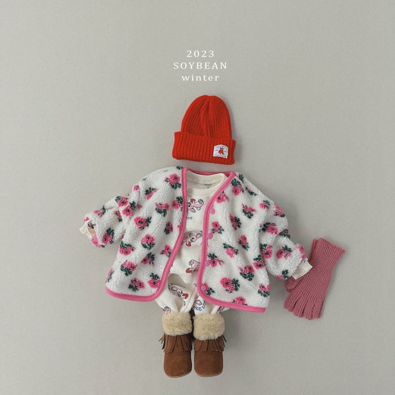Soybean - Korean Children Fashion - #designkidswear - Fleece Love Bunny Top Bottom Set - 3
