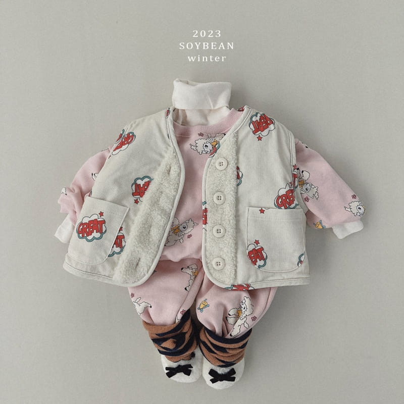 Soybean - Korean Children Fashion - #discoveringself - Fleece Baby Top Bottom Set - 6