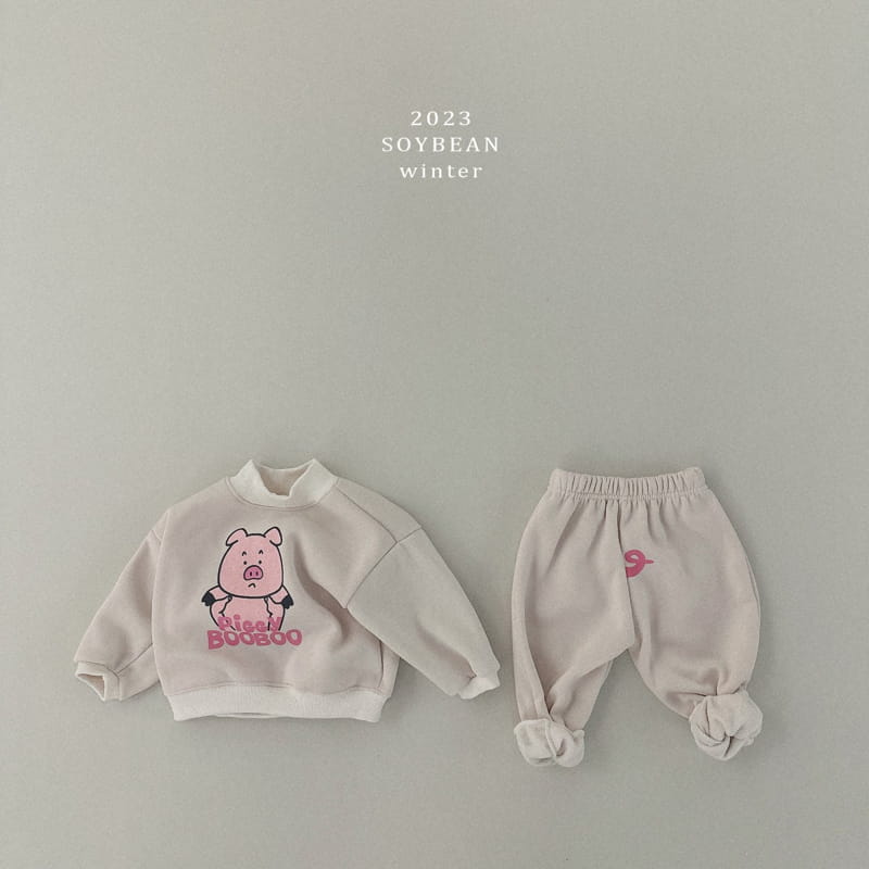 Soybean - Korean Children Fashion - #designkidswear - Fleece Pig Top Bottom Set - 4