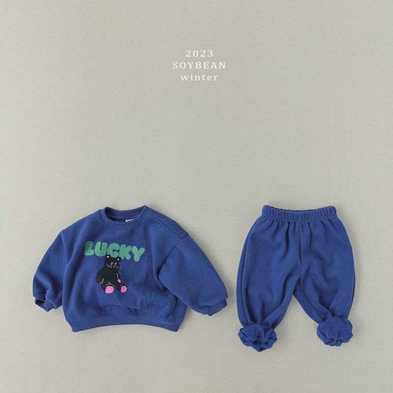 Soybean - Korean Children Fashion - #fashionkids - Fleece Lucky Bear Top Bottom Set - 10