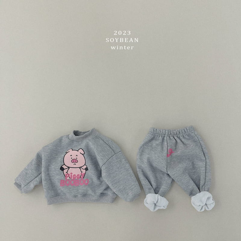 Soybean - Korean Children Fashion - #kidsshorts - Fleece Pig Top Bottom Set - 6