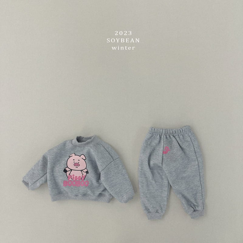 Soybean - Korean Children Fashion - #littlefashionista - Fleece Pig Top Bottom Set - 10