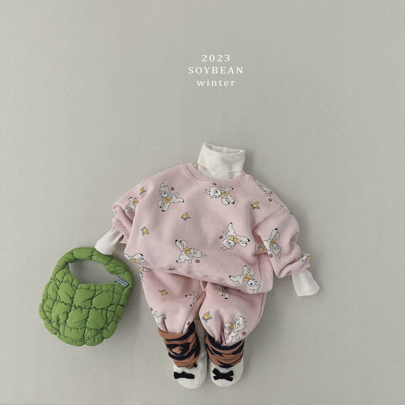 Soybean - Korean Children Fashion - #toddlerclothing - Fleece Baby Top Bottom Set