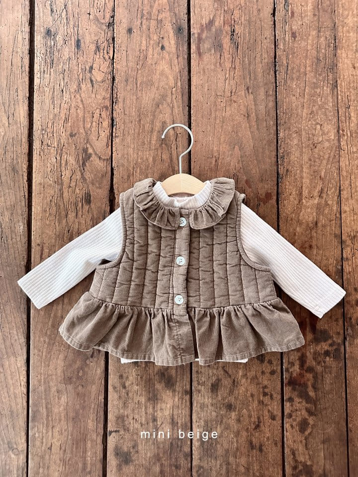 The Beige - Korean Baby Fashion - #babylifestyle - Quilting Frill Vest - 5