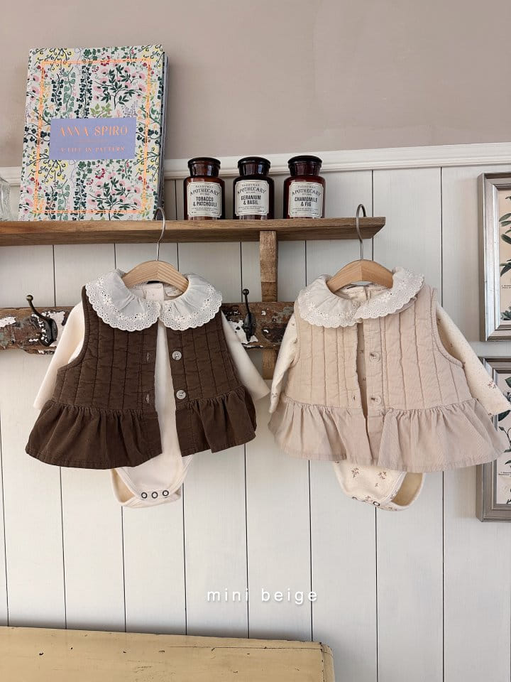 The Beige - Korean Baby Fashion - #onlinebabyshop - Quilting Frill Vest - 12