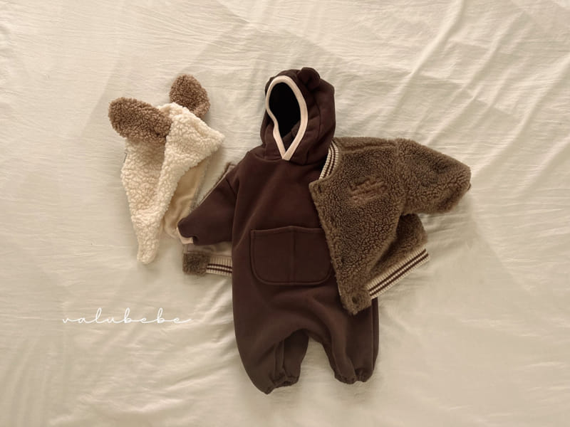 Valu Bebe - Korean Baby Fashion - #babyboutiqueclothing - Bear Hoody Fleece Bodysuit - 2