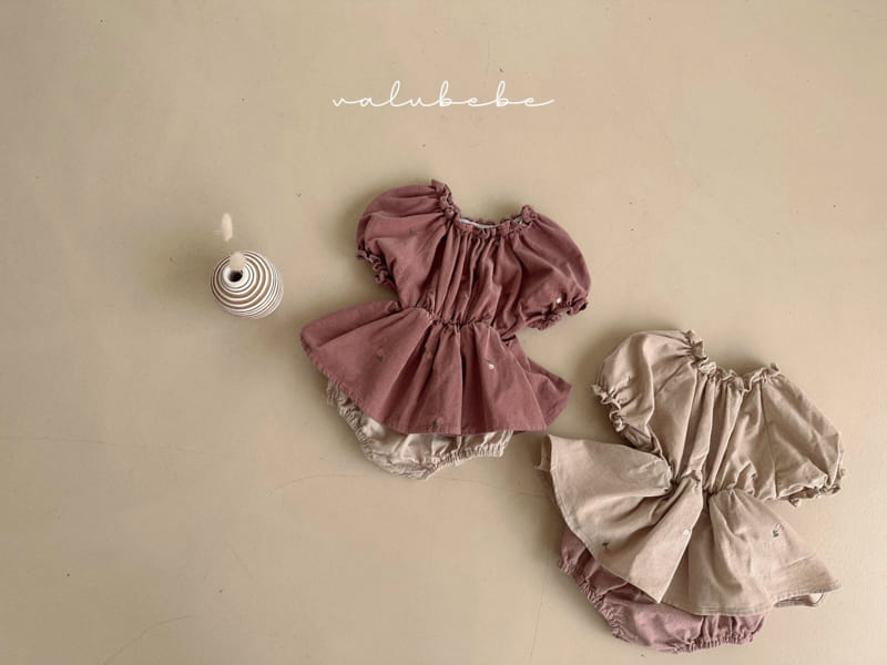 Valu Bebe - Korean Baby Fashion - #babyoutfit - Flower Embroidery Layered Bodysuit - 2