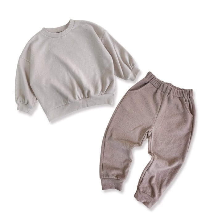 Yerooyena - Korean Children Fashion - #fashionkids - Fleece Overfit Sweatshirt Pants Set - 9