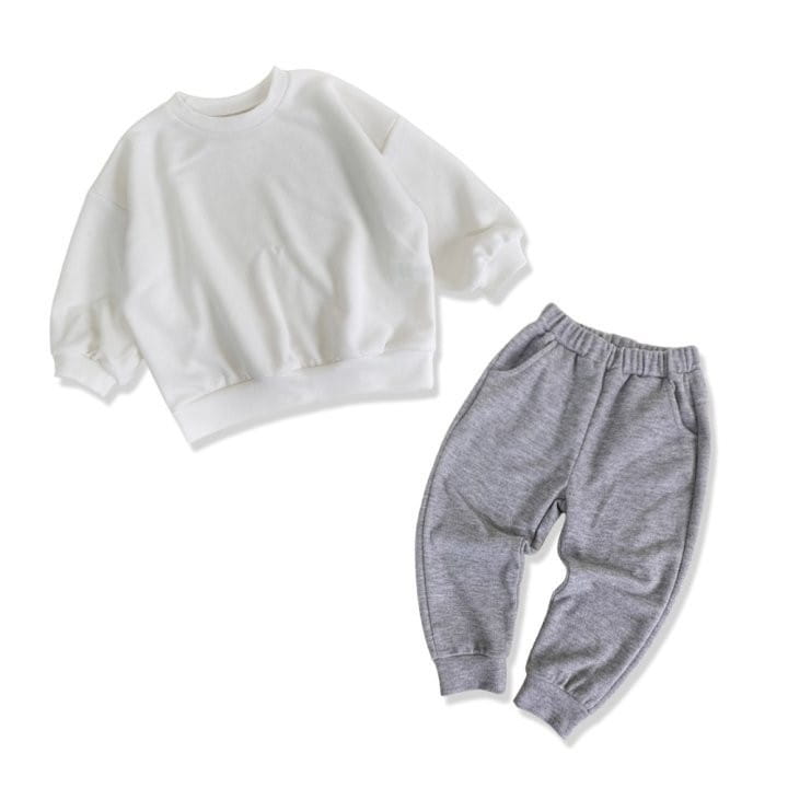 Yerooyena - Korean Children Fashion - #kidsstore - Fleece Overfit Sweatshirt Pants Set - 11
