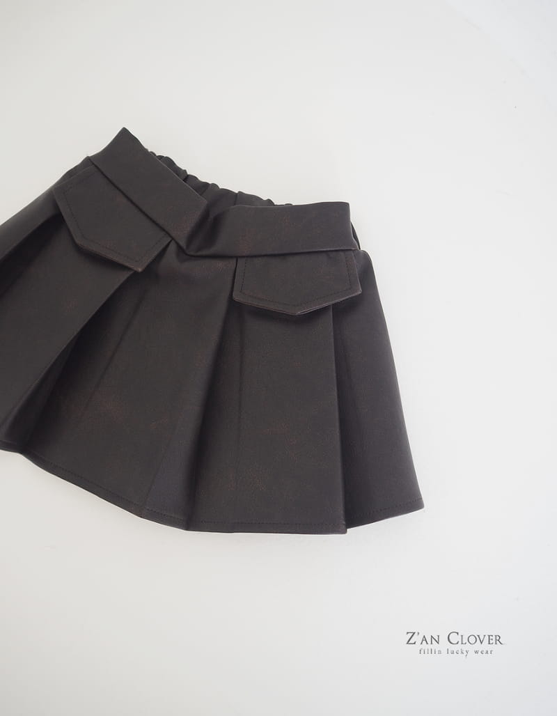 Zan Clover - Korean Children Fashion - #kidsshorts - Vintage Leather Skirt - 5