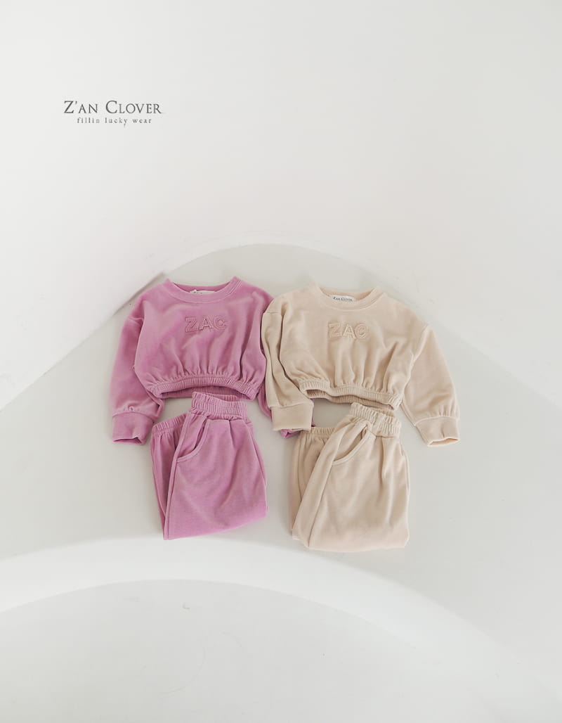 Zan Clover - Korean Children Fashion - #kidsstore - ZAC Veloure Top Bottom Set - 3