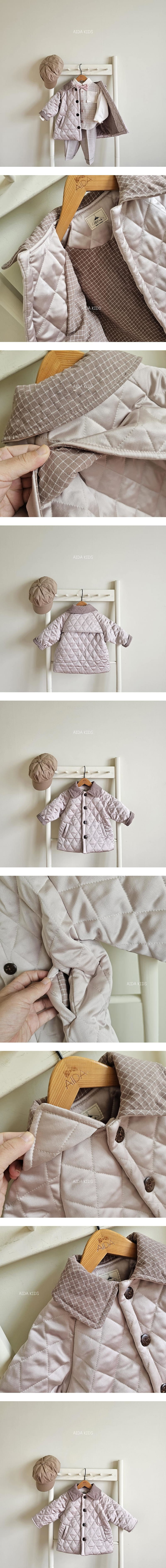Aida - Korean Children Fashion - #prettylittlegirls - Quilting Check Coat