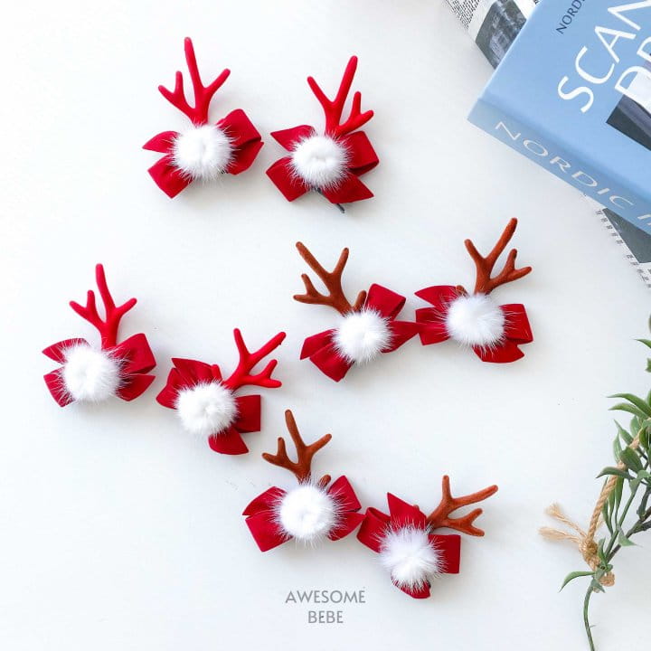 Awesome Bebe - Korean Children Fashion - #childrensboutique - Christmas Ribbon Bbul Hair Pin