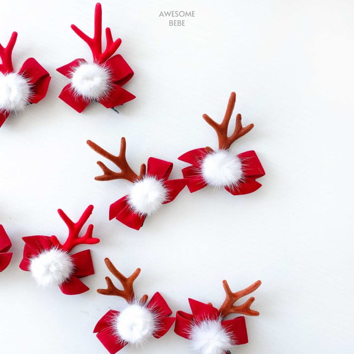 Awesome Bebe - Korean Children Fashion - #designkidswear - Christmas Ribbon Bbul Hair Pin - 2