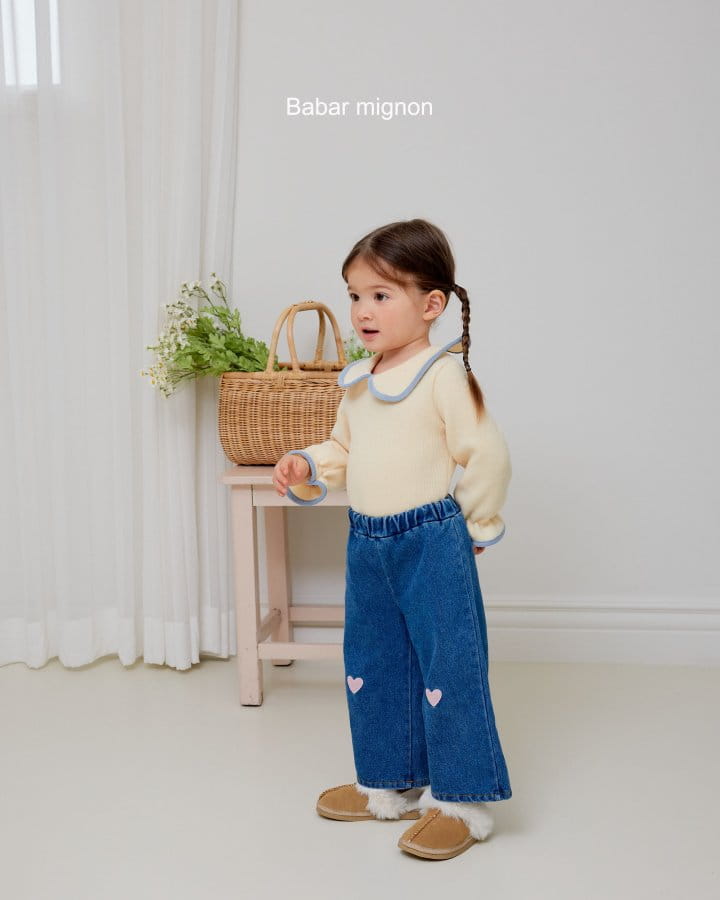 Babar Mignon - Korean Children Fashion - #designkidswear - Denim Heart Pants - 11